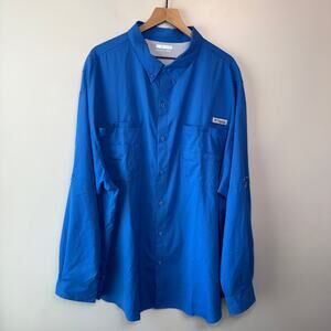 Columbia Men's PFG Tamiami II Long Sleeve Button Shirt Blue Size 4X